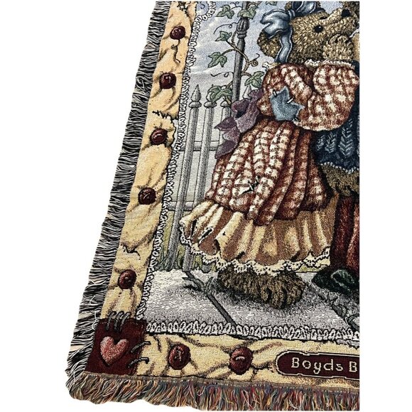 Boyd’s Bears Just Between Us Tapestry Throw Blanket Sz 48”x 66” - Picture 6 of 8